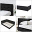 Structure de canapé-lit en velours capitonné pour grand lit - Lit rembourré noir moderne Mid-Century pour chambre à coucher et salon-1541551080