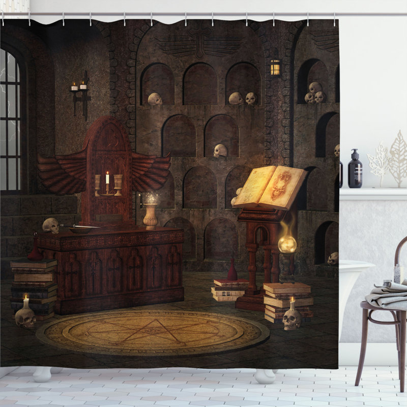Rideau de douche et crochets de douche avec crâne magicians gothic, l 69 po x L 84 po