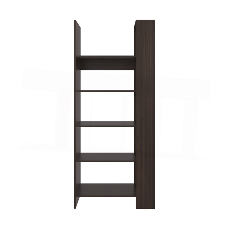 Bibliothèque, 5 tablettes, noyer foncé