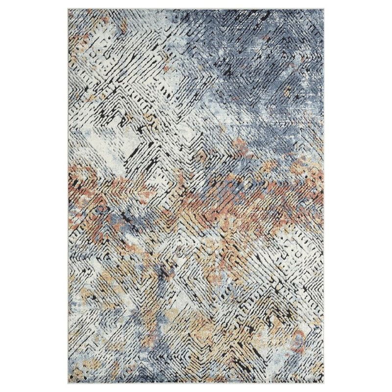 Tapis multicolore abstrait linéaire Haether Rugs VNS120A, Rectangle 4 pi x 6 pi