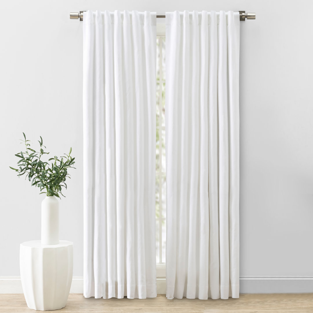 Rossa Premium 100% Cotton Herringbone Room Darkening Rod Pocket w/ Back Tabs Single Curtain Panel Hokku Designs Curtain 