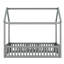 Lit simple en bois avec clôture et porte en bois de pin gris-130040617-130040618