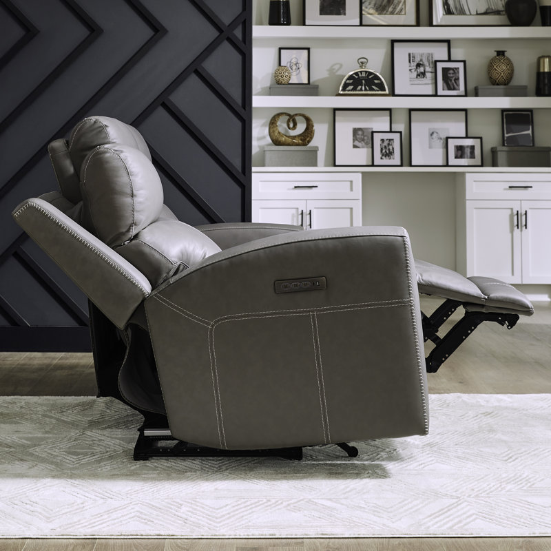 Anjelia Zero Wall Power Sofa w/ Charging Ports, Gray