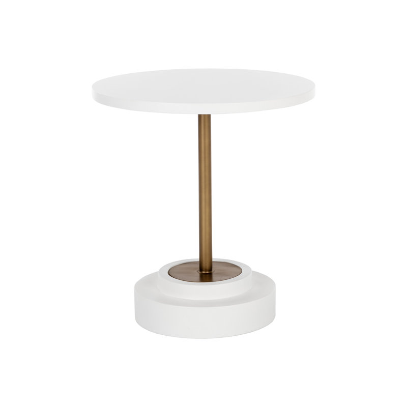 Marlowe Round Dining Table, White/Bronze, White