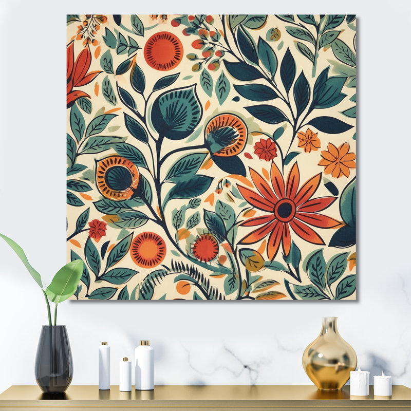 Symphonie de fougère ruchika sur toile, H 16 po x l 16 po x P 1 po, Toile tendue