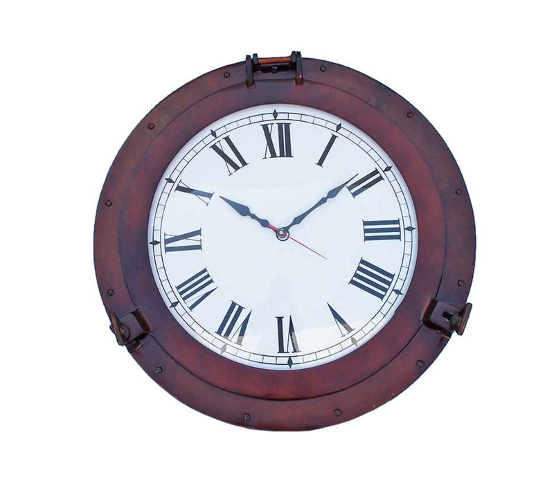 Horloge murale 24" ship hublot Edison, Cuivre antique