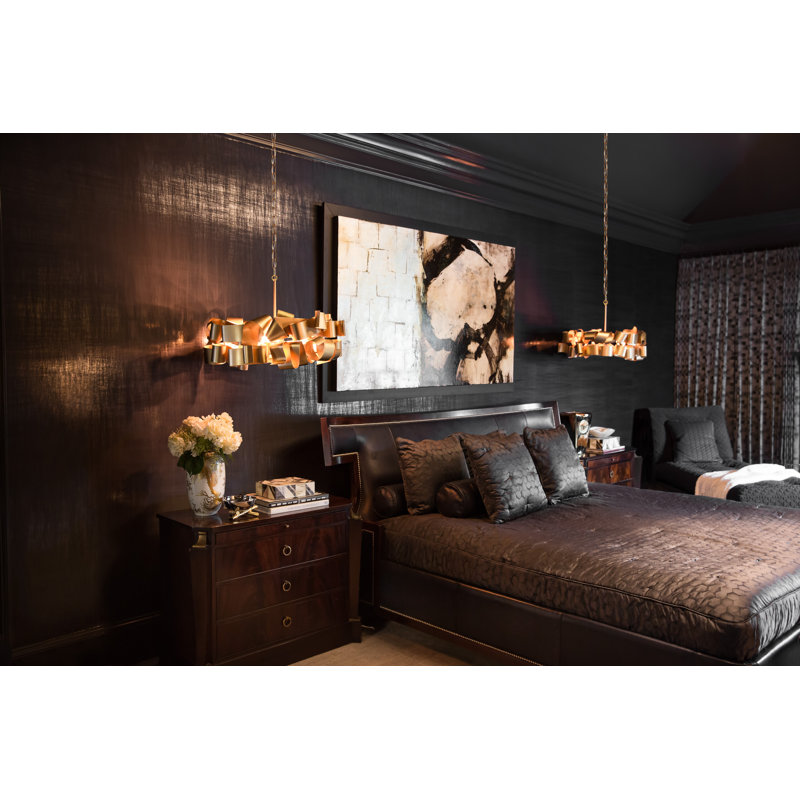 Delfina Six-Light Wire-Hung Modern Linear Chandelier, Gold