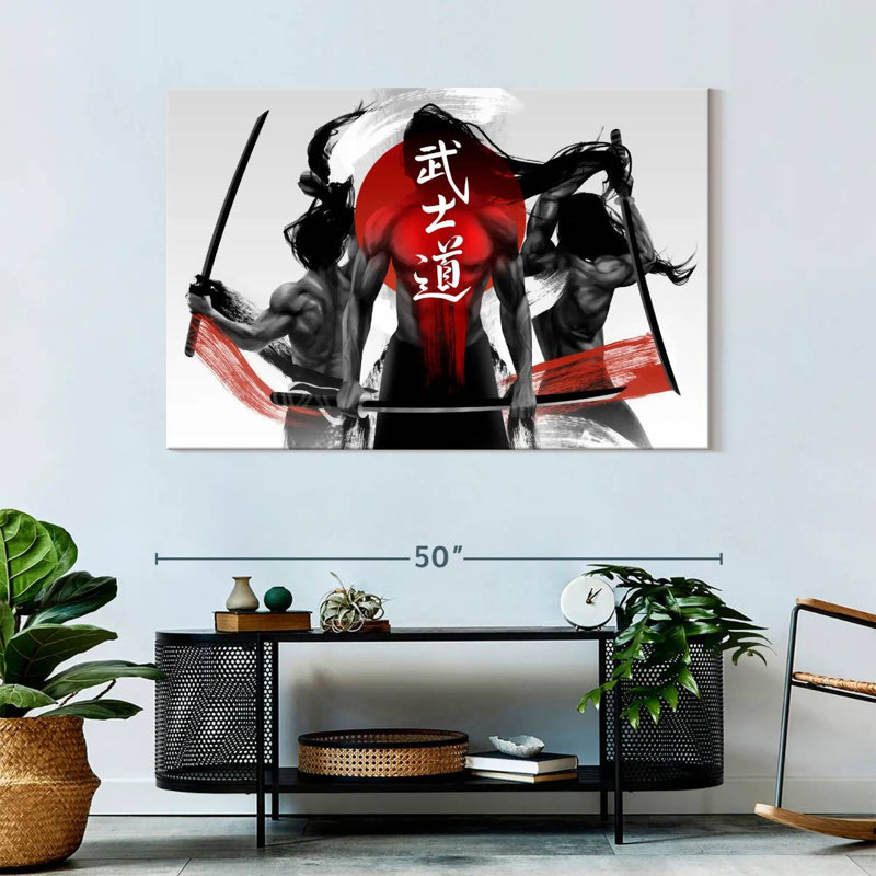 Leisha Three Samurais, 32" H x 48" W