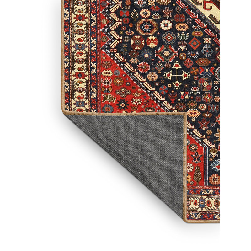 Tapis à motif oriental rouge / noir, Rectangle 6 pi x 9 pi