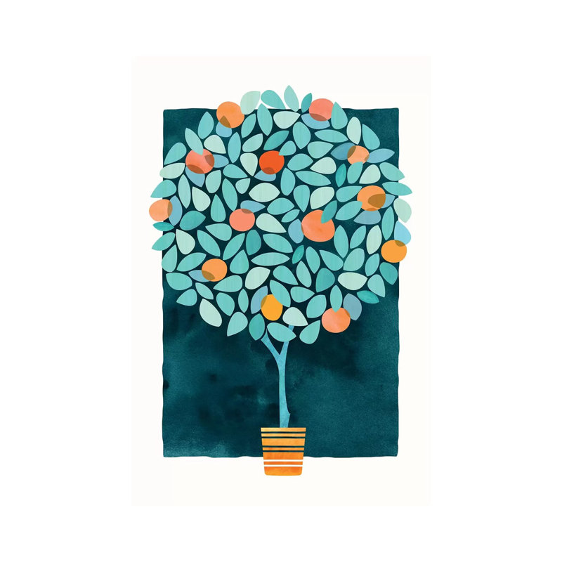 «Orange Tree at Midnight» par Modern Tropical - peinture sur toile tendue, H 40 po x l 26 po x P 1,5 po