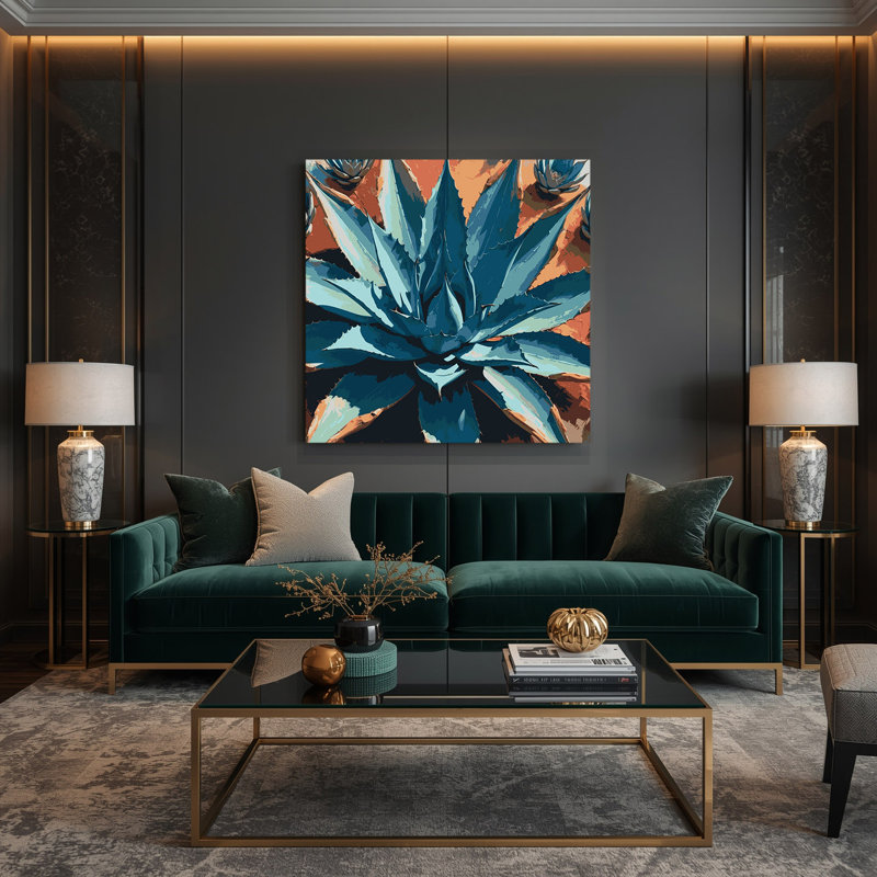 Southwestern Plants Agave Plant 146 Grey Canvas Wall Art, 16" H x 16" W