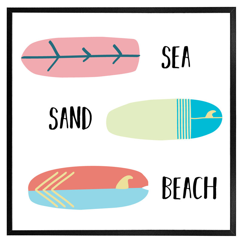 Sainz Sea, Sand, Surf, Beach - Single Picture Frame Print, Black Framed, 31cm H x 31cm W x 4cm D
