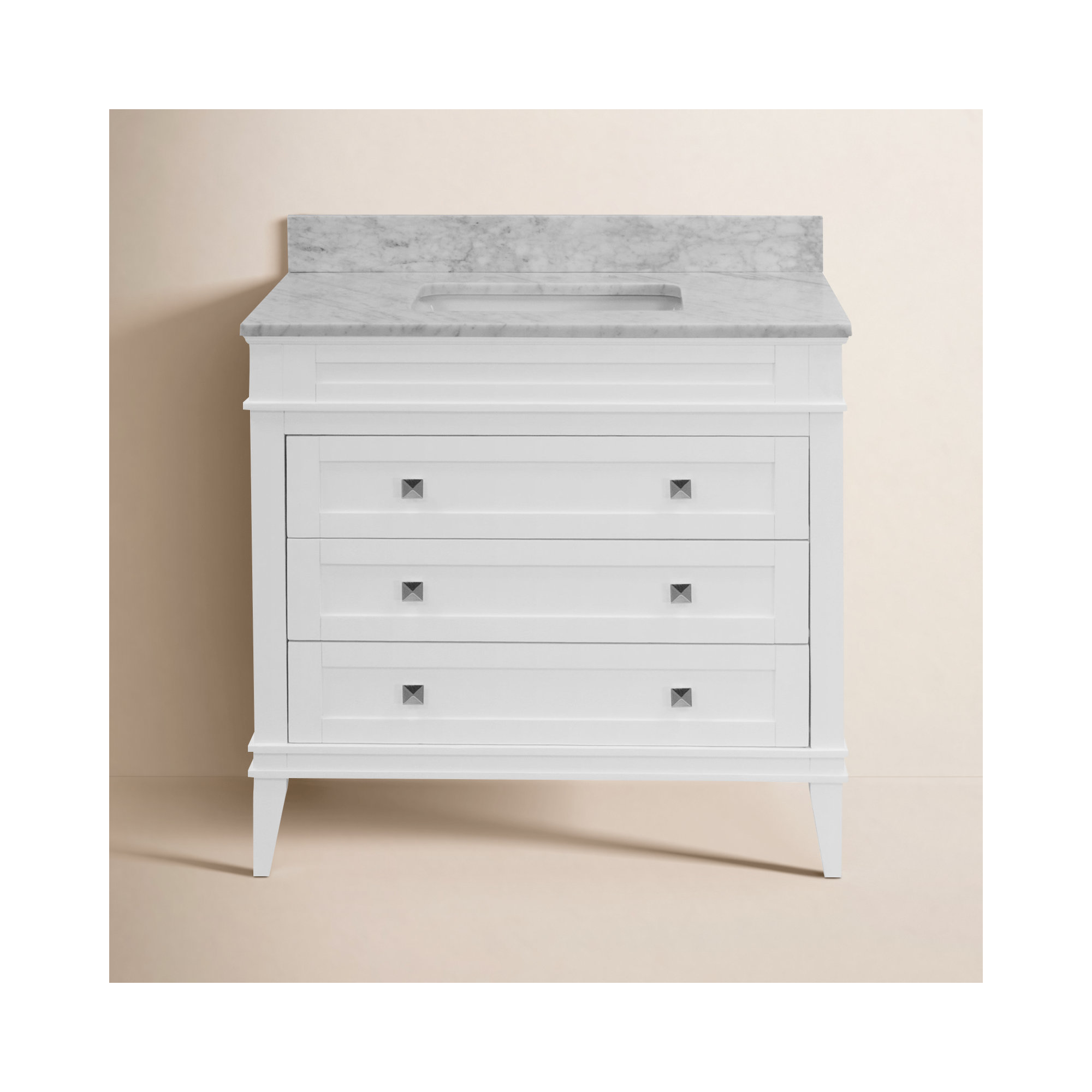 Frankfurt 30'' Single Bathroom Vanity, White, Carrara Marble