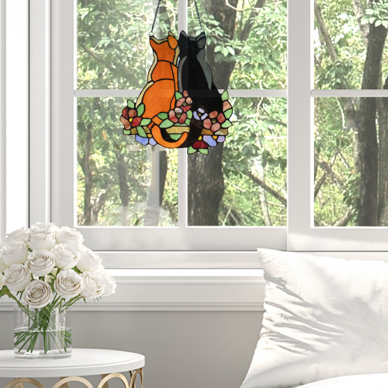 12,5 "H Callie Cats in the Garden - Vitrail