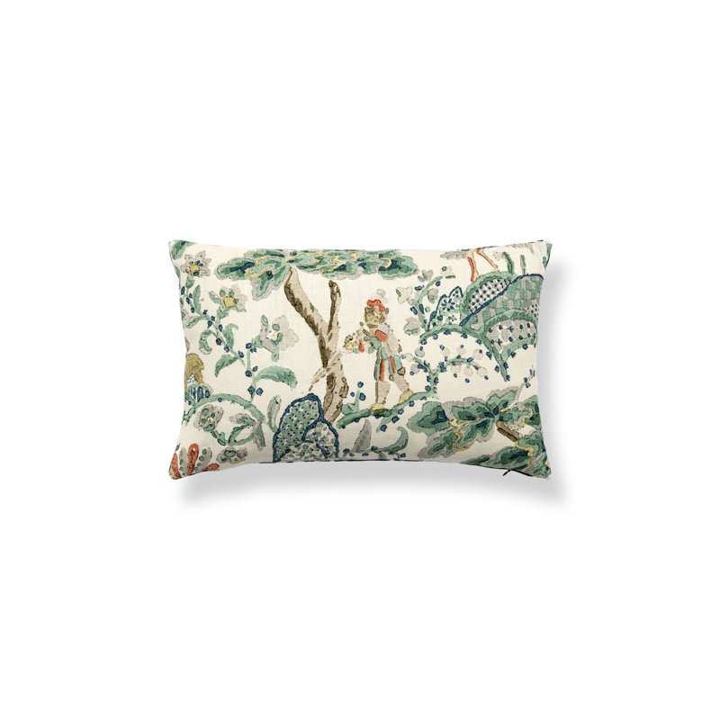 KELMESCOTT / AURORA PILLOW, Rectangular, 14" H x 22" W, Leaf/Ivory/Navy Toile