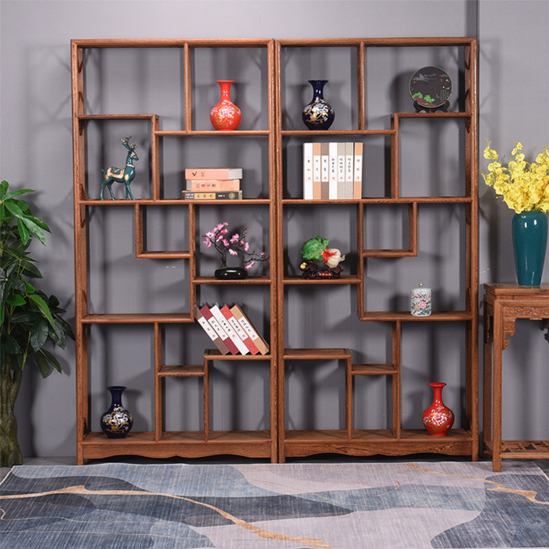 Vitrine en bois massif de style chinois de 90,55 po pour thé et autres articles