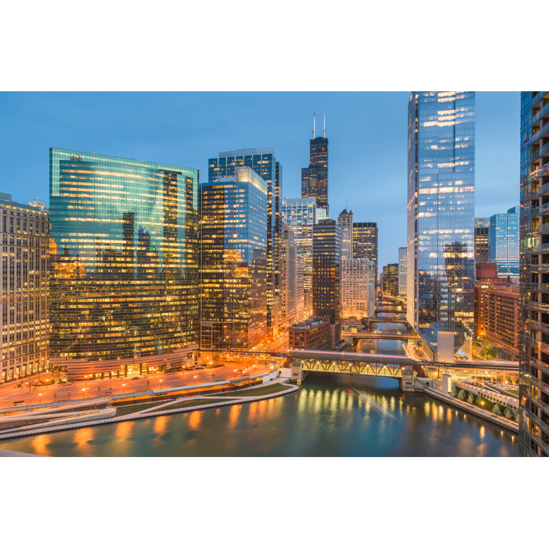Chicago Skyline - Wrapped Canvas Print, 30cm H x 46cm W x 3.8cm D