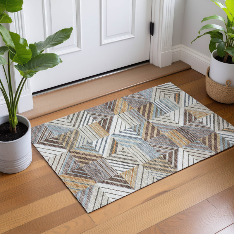 Machine Washable Indoor/Outdoor Lanphear ACN2399 Patchwork Rug, Rectangle 1'8" x 2'6"
