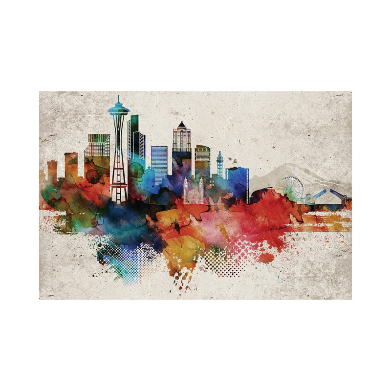 Seattle Abstract - Wrapped Canvas Print, 45.72cm H x 66.04cm W