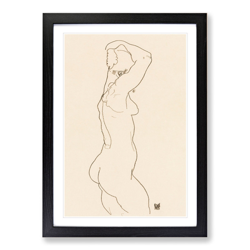 Study of a Naked Woman Vol.1 by Egon Schiele - Picture Frame Painting, 65cm H x 48cm W x 2cm D, Black Framed