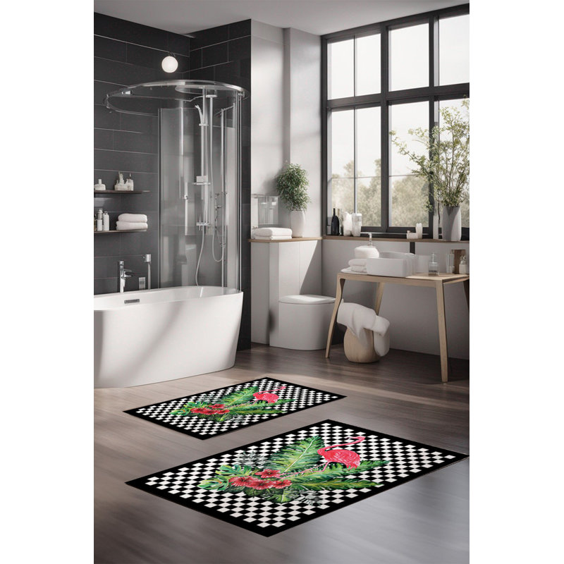 Eakly Luxury Bathmat Set (2 Pieces), 100% Polyester, 16.0 x 23.6 inches & 23.6 x 39.4 inches | Non-Slip Antibacterial Design, 0.3 in Pile Height | Machine Washable, Durable & Easy to Clean | Ideal for Bathroom Décor