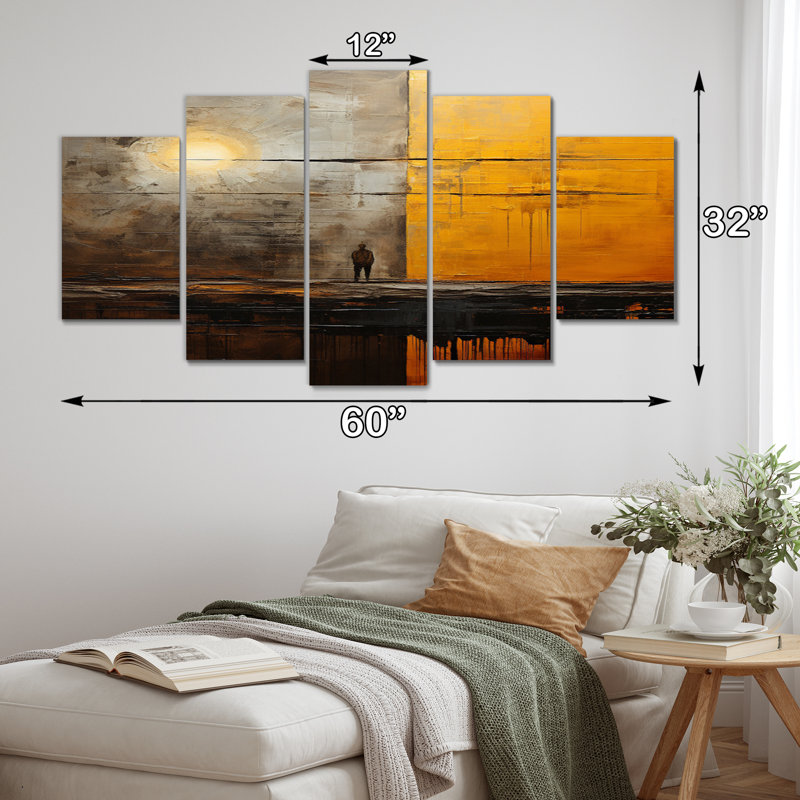 «Judaism Path To Nirvana II» - Art mural sur toile spirituel - 5 panneaux