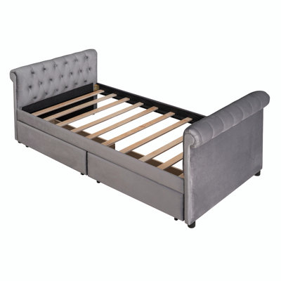 Twin Size Upholstered Daybed With Drawers, Wood Slat Support -  Red Barrel StudioÂ®, 17CB0CF0141C4F75AD5B05C4AD2B0CFC