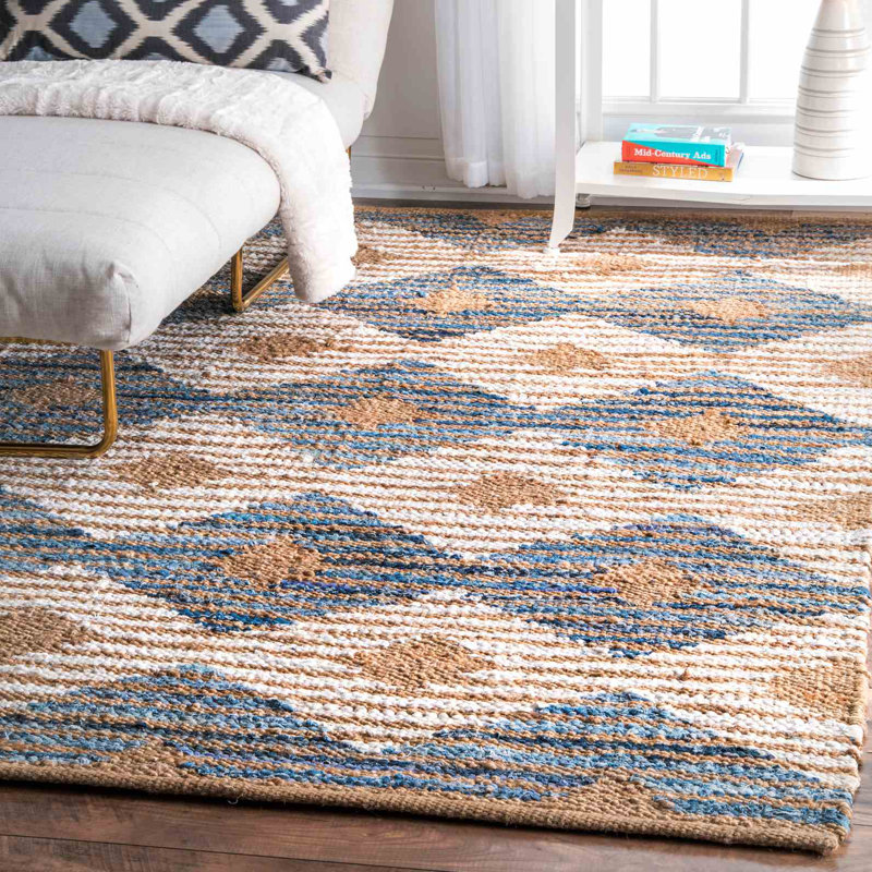 Goshen Geometric Cotton Hand Woven Area Rug, Rectangle 152 x 244cm