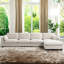 130" L-Shaped Modular Sectional Sofa with Folding Table, Charging, Storage, Ottoman, Chenille-265956223