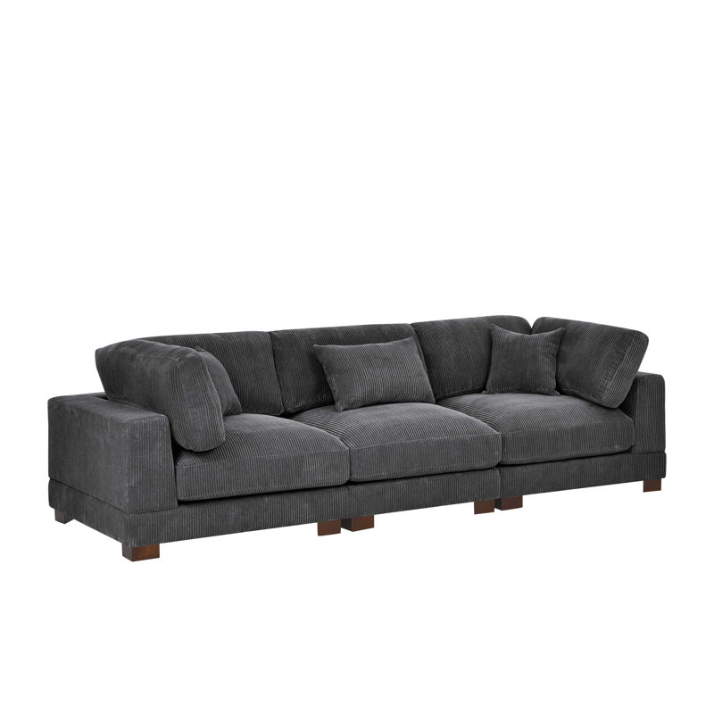 Assuntino 112'' Corduroy Sofa, Gray