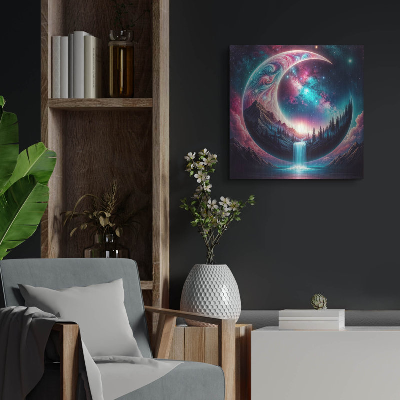  «Moon World 1» par Rey Klimt, art mural en métal, H 24 po x l 24 po