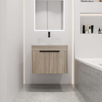 Ensemble de meuble-lavabo mural 24 po avec lavabo en céramique 24 po Modern Design