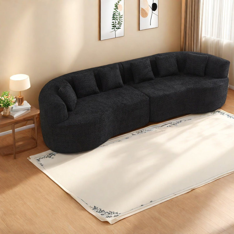 Compression Curved Sectionals, 111.5 Inch Chenille Modern Home Sofa