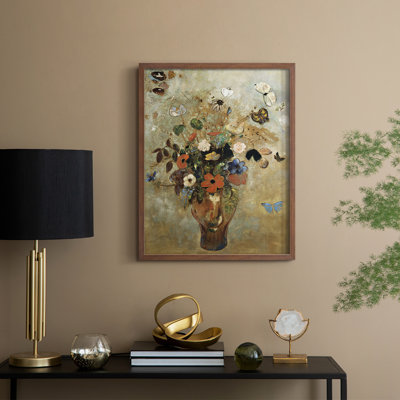 Reproduction florale rétro avec encadrement CCGLVI - bois massif