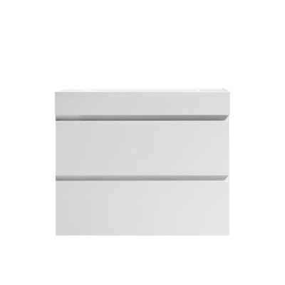 Glossy White Basin Bb02 - 30 101, Solid Surface Material, Modern Style, No Drain Or Faucet, 17.99 In Width, 6.53 Height, 42.13 Lb Integrated Finish, Sleek Contemporary Look, With Overflow, 30.45