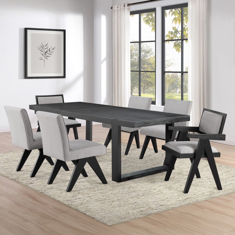 Donny Yves 77-95" Table W/ 2 Side Chairs And 2 Arm Chairs, 7 Pieces: Table, 6 Chairs