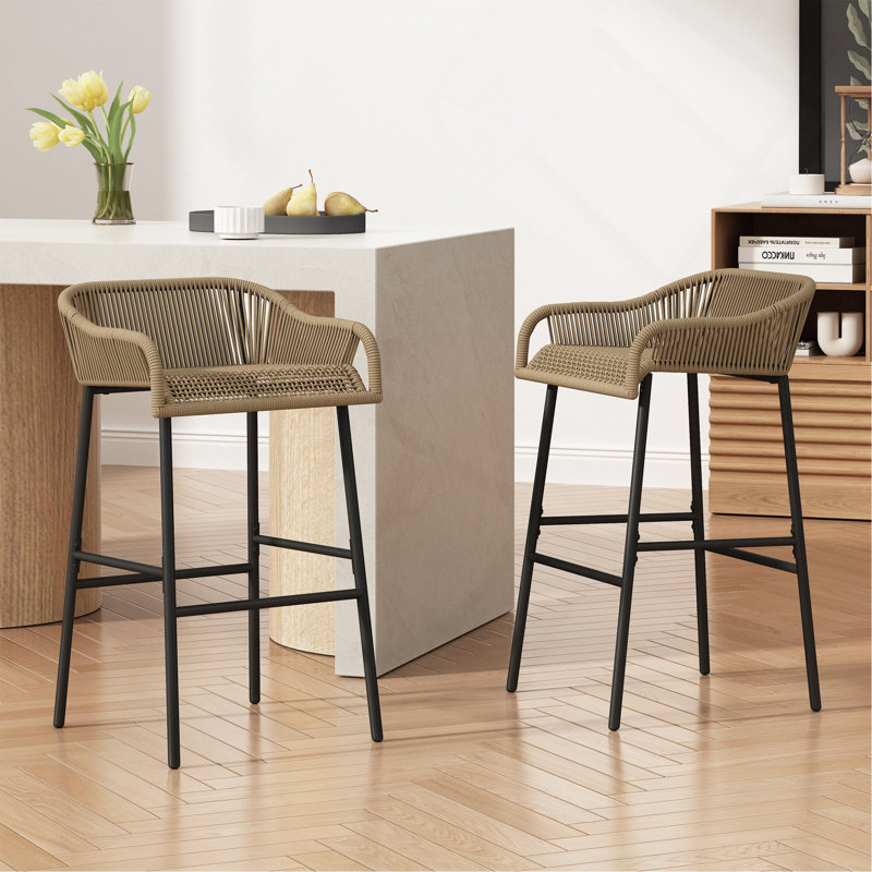 Tabouret de bar d'extérieur brun La Push, ensemble de 2