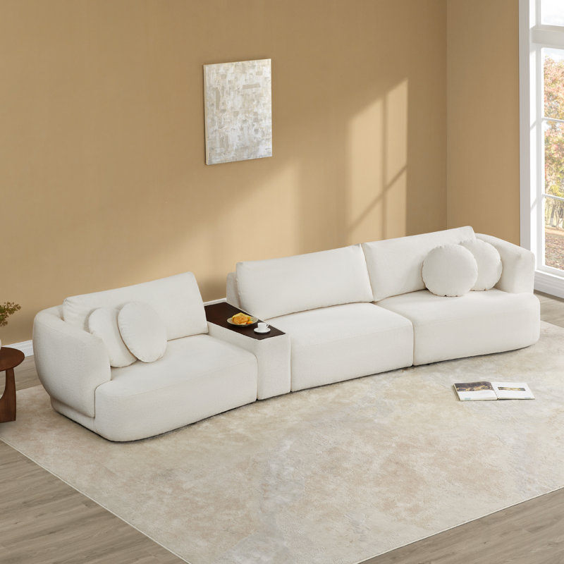 Aneika 159''W 4-Piece Curved Modular Oversized Sectional, Beige