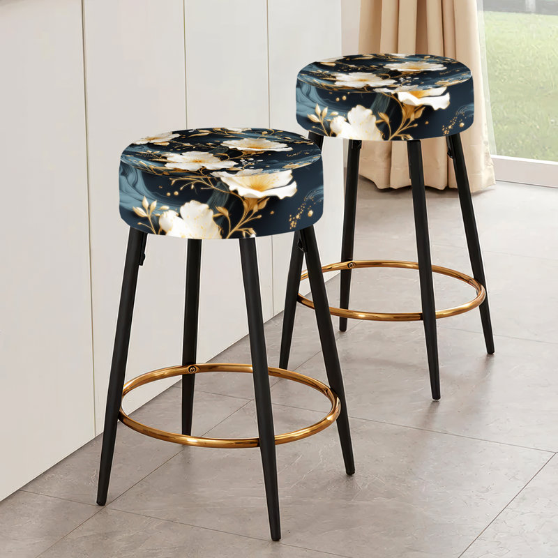 Ensemble de 2 tabourets de bar en marbre Gilded