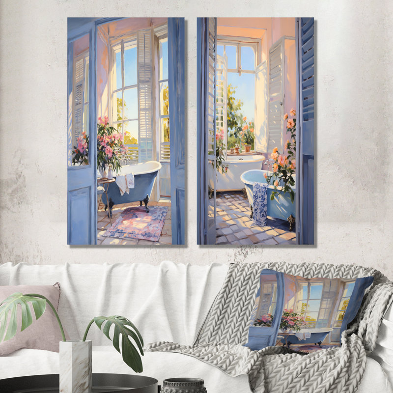 Ensemble de salle de bain mural pour salle de bain Serenity I, Toile tendue, H 28 po x l 25 po
