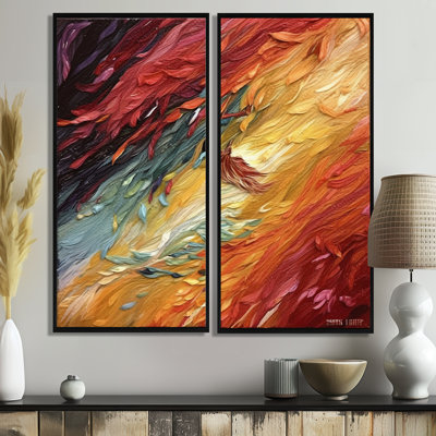Abstrait Wabes en rétro rouge et orange - Formes abstraites, impressions sur toile