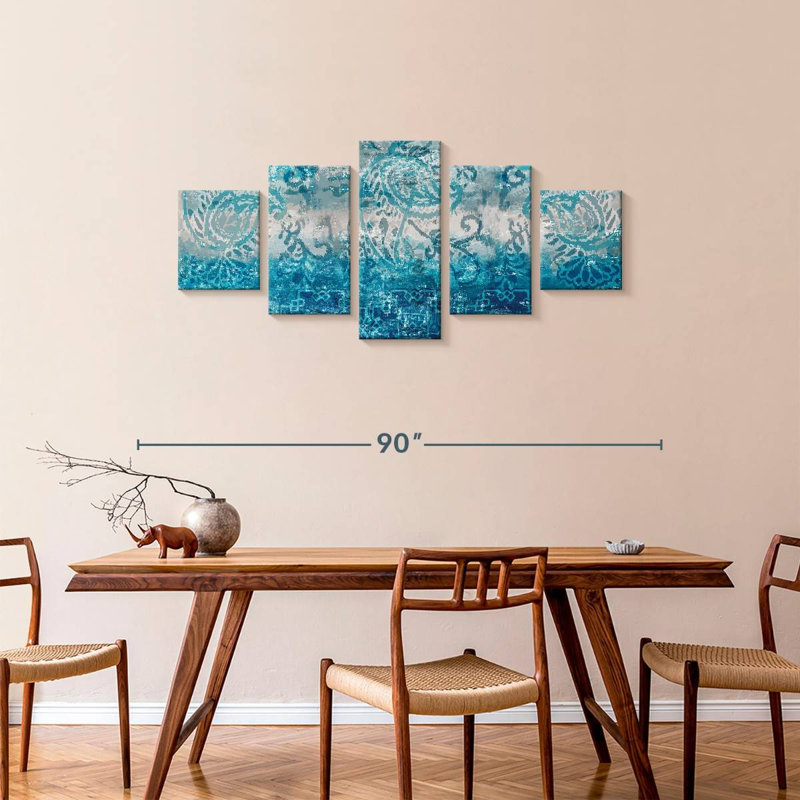 Blue Abstract Elegance, 34" H x 74" W