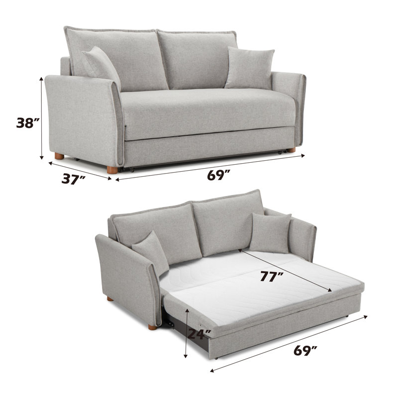 Canapé-lit modulaire moderne en chenille avec rangement et 2 coussins décoratifs Modern