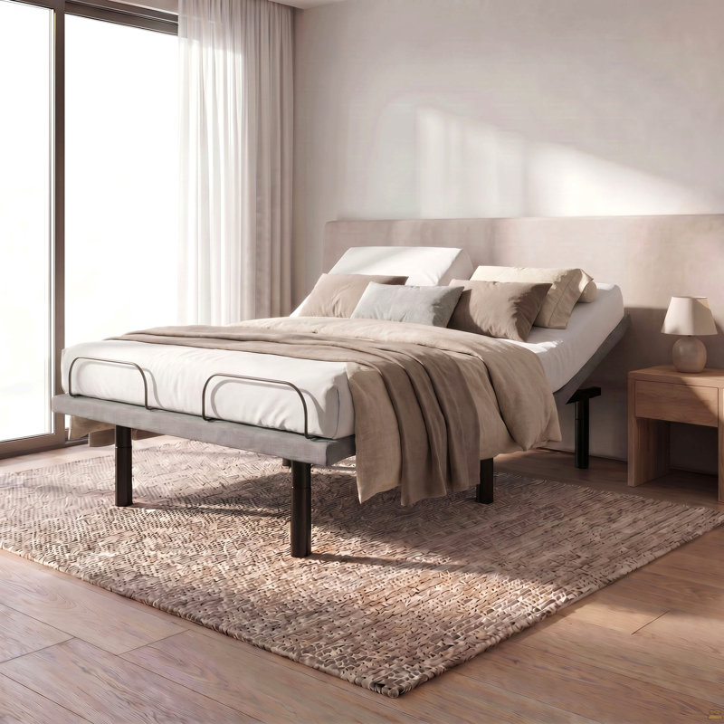 Base de lit ajustable à tête fendue noire et grise avec réglages de la tête et des pieds OS4