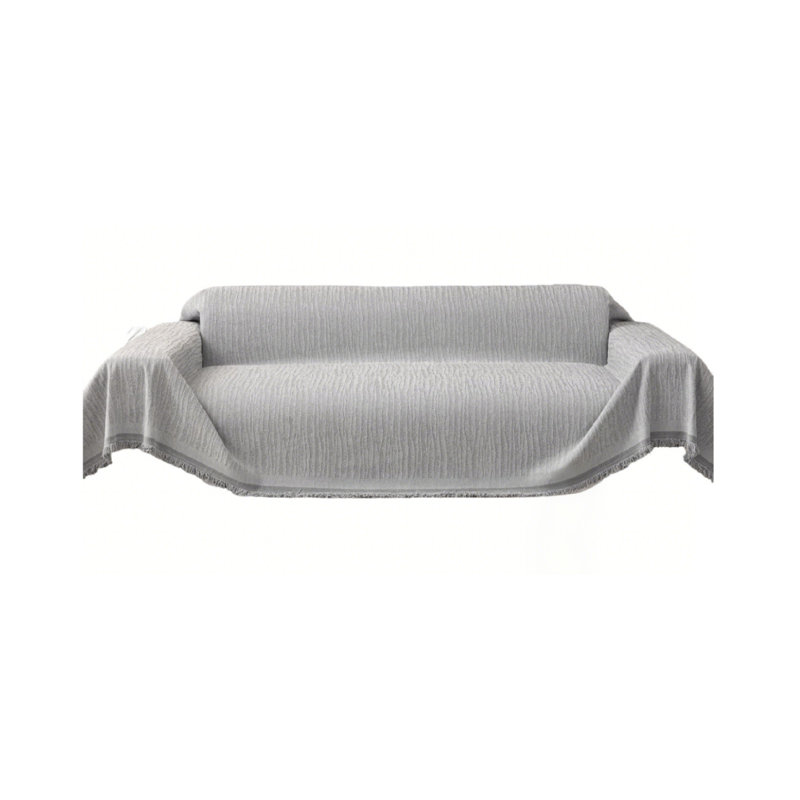 Cotton Box Cushion Sofa Slipcover, Grey
