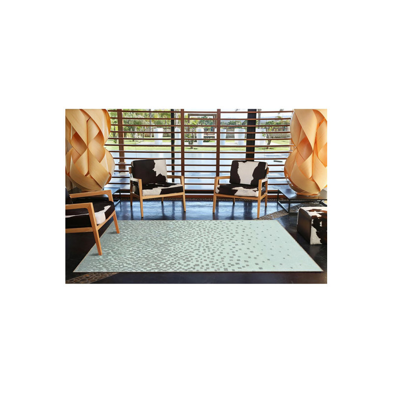 Tapis bleu tissé à motif Pixel, Sous-tapis rectangulaire 2 pi 4 po x 3 pi 11 po