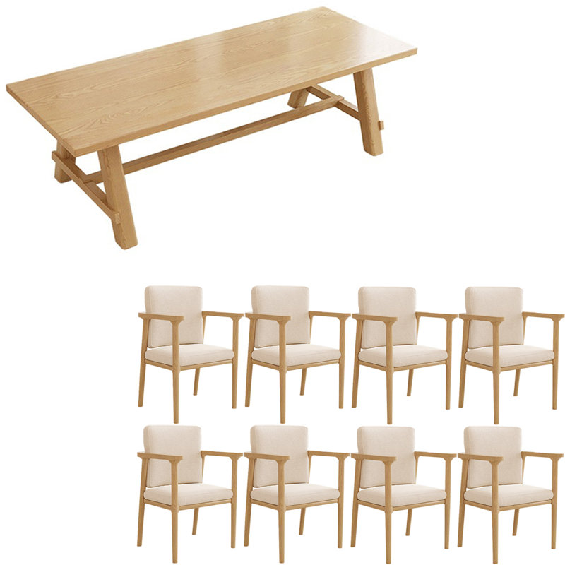 Ensemble de table de salle à manger en bois massif de style japonais, H 29,5 po x L 86,6 po x l 35,4 po