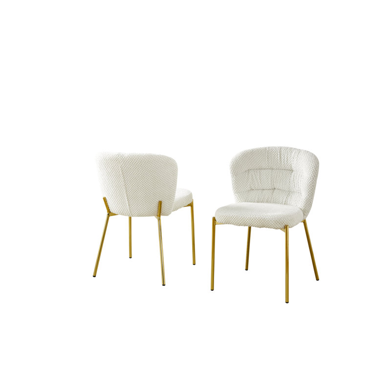 Chaises d'appoint moelleuses uniques avec pieds plaqués, Doré, Crème, crème