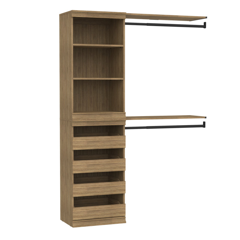 Tour de rangement modulaire avec tablettes supérieures et tiroir