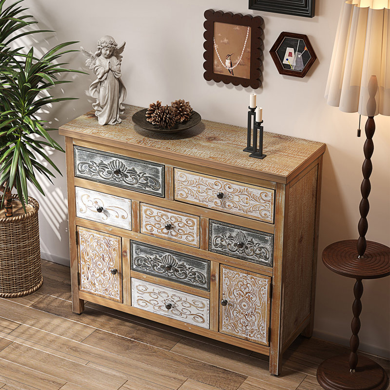 Commode d'appoint rétro avec 7 tiroirs et 2 armoires